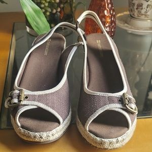 Naturalizer Sherene Brown and Cream Sling back Jute Wedge with buckle